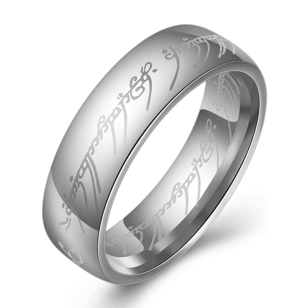 European and American movie peripheral laser Arabic font ring The Lord of the Rings stainless steel 6MM ring personality