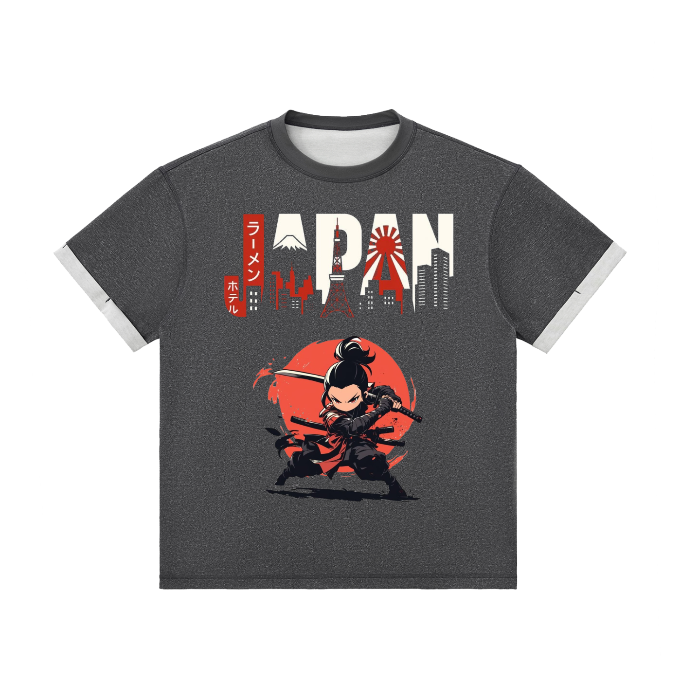 Contrast Cuff Cuffed T-Shirt