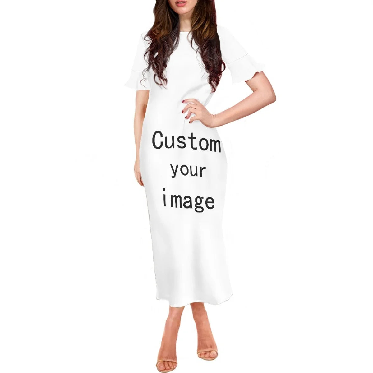 Summer Flowers Polynesian Tiare Monoi Tattoo Dress Hawaiian Style Women's Ruffle Short Sleeve Dress Casual Clothing