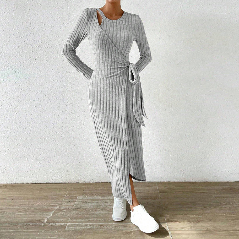 European & Egyptian Solid Sleeve Long Dress