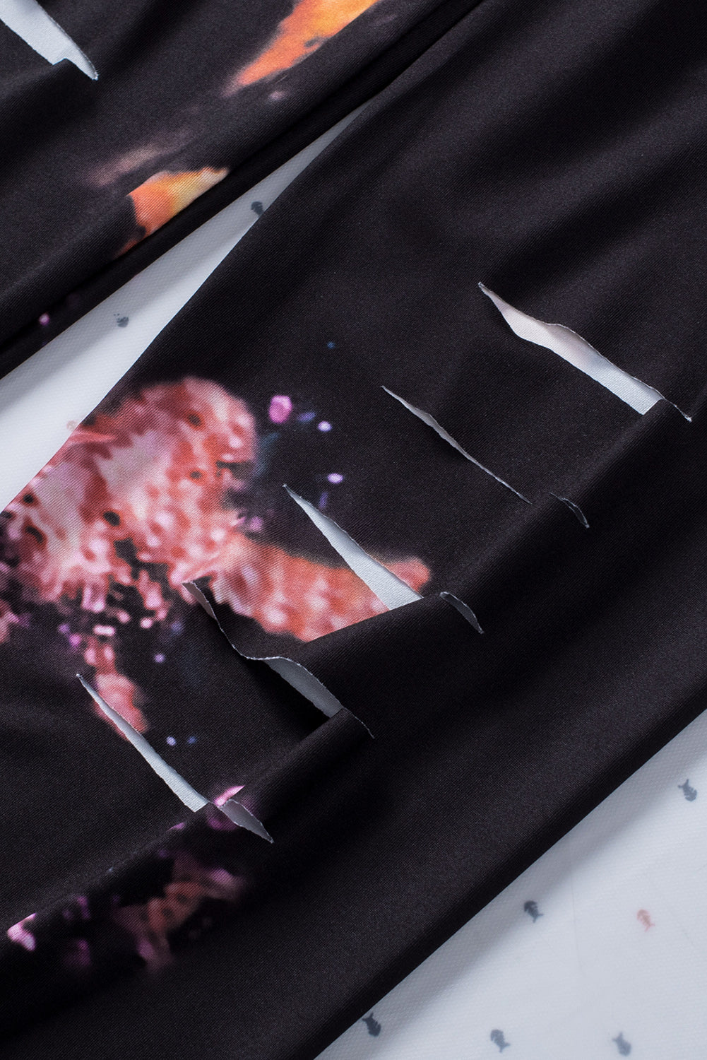 Leggings de sport multicolores tie-dye ajourés