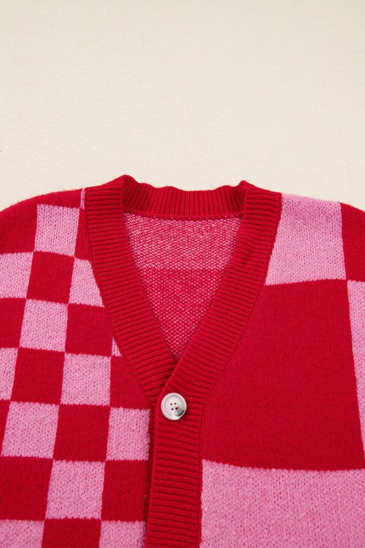Plaid Button-Front Sweater Cardigan