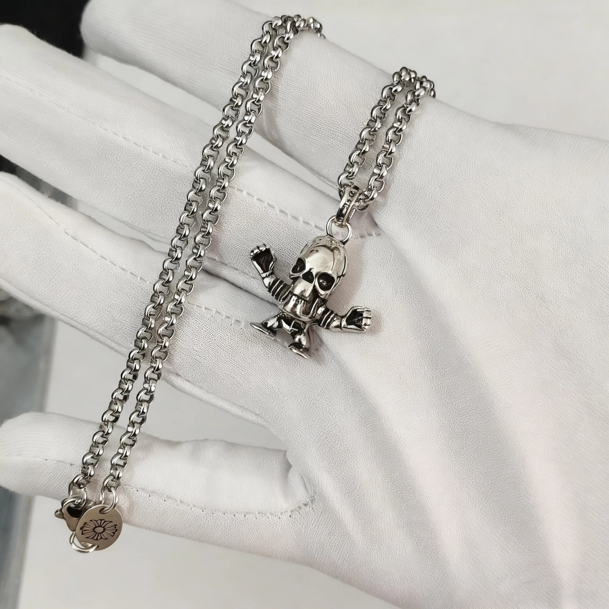 Cross necklace hexagonal star sword boat anchor pendant paired with letter flame pearl chain ﻿