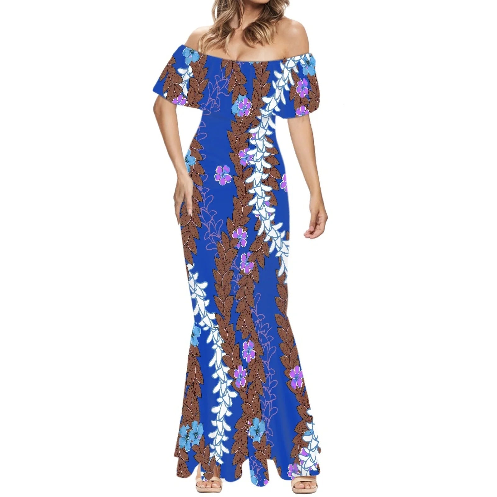 Elegant 2025 Premium Polynesian Puakenikeni Hawaiian Floral Print Made to Order Couture Fishtail Skirt Tonga Charming Style