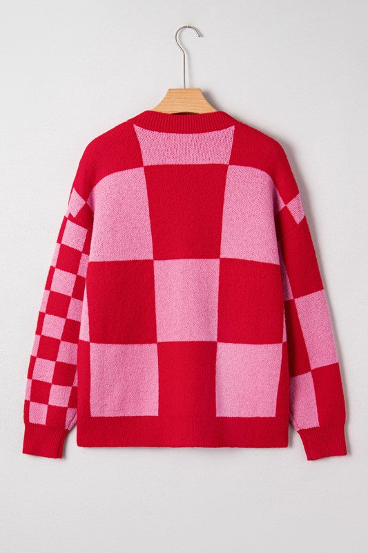 Plaid Button-Front Sweater Cardigan