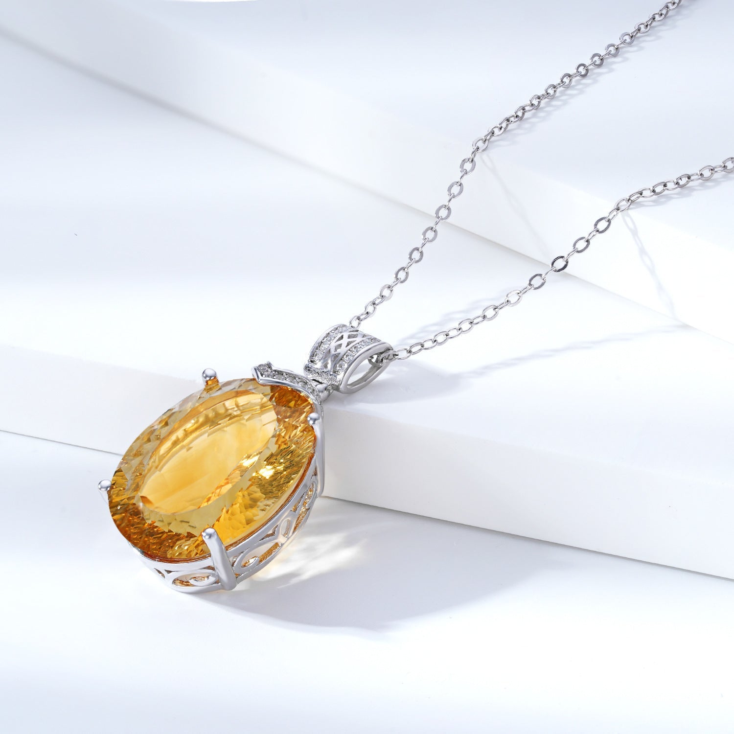 LuxeJewels™ – Solaris Gemdrop Citrine Pendant Necklace