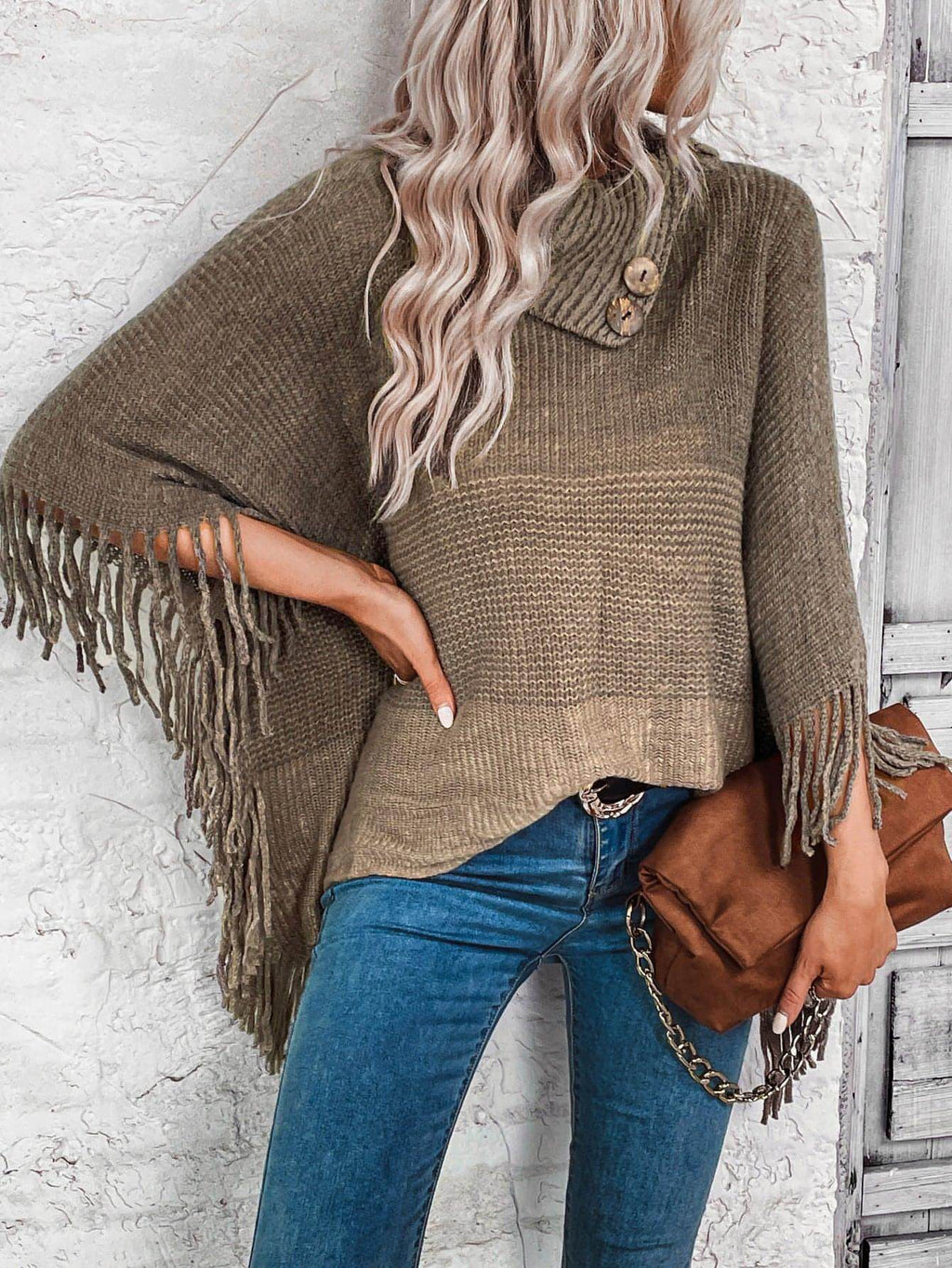 Sweater Lapel Pullover Gradient Women