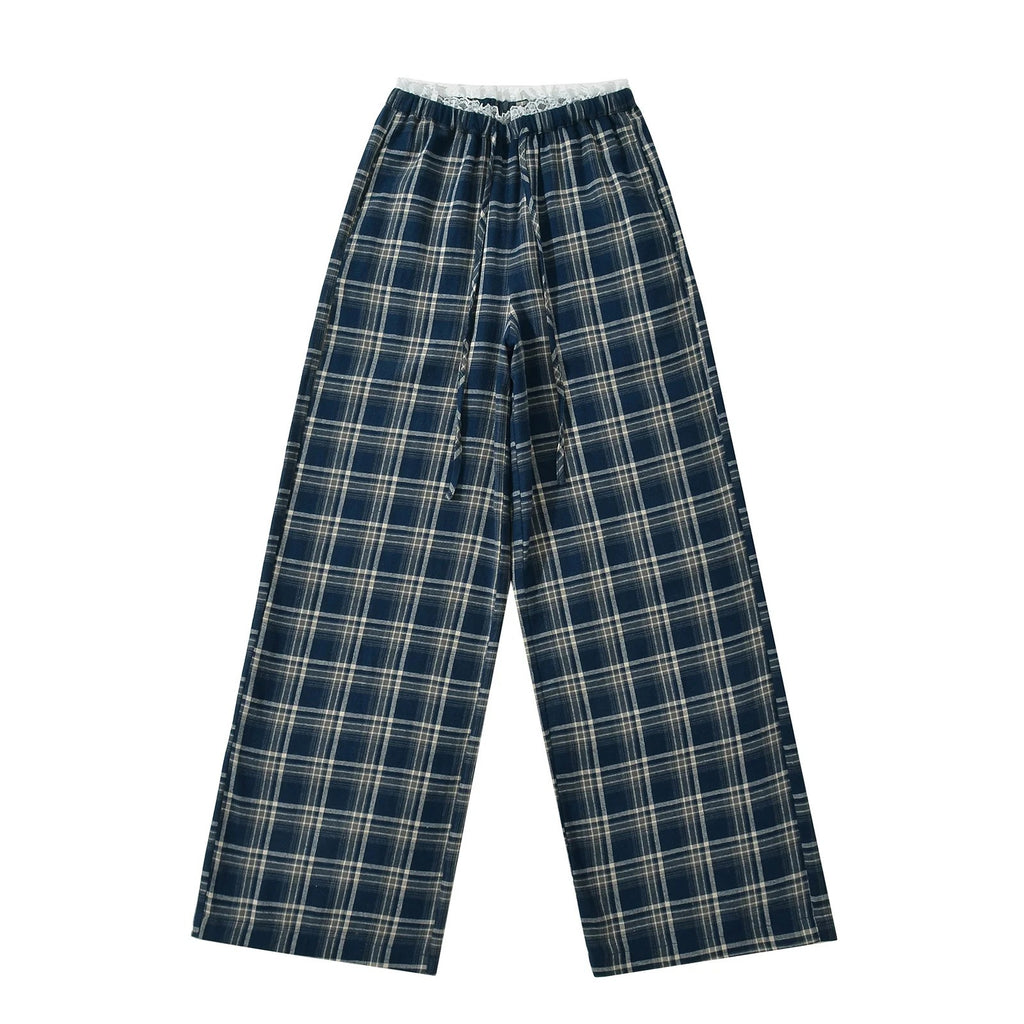 Low waisted plaid pants for women