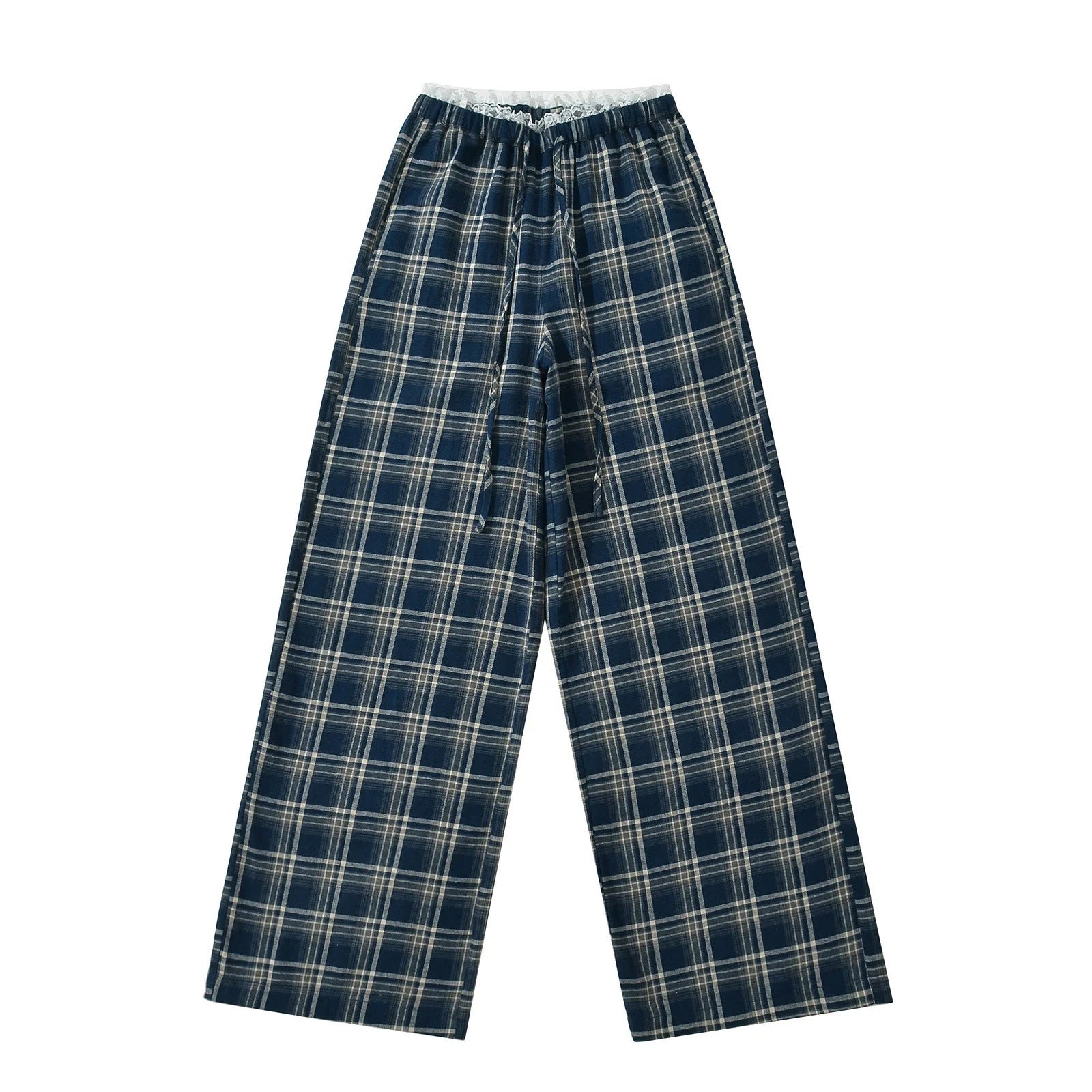 Low waisted plaid pants for women