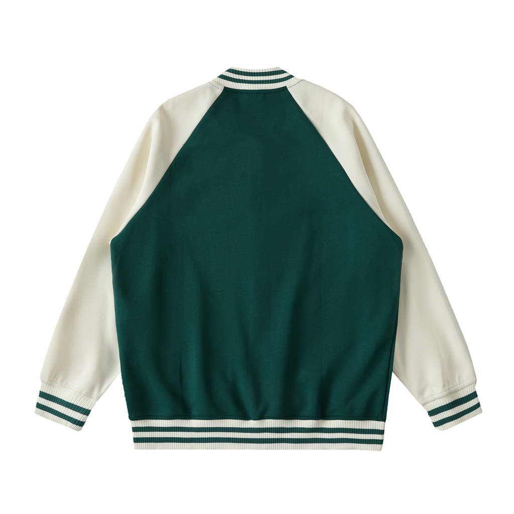 Two Tone Raglan Sleeve Varsity Jacket