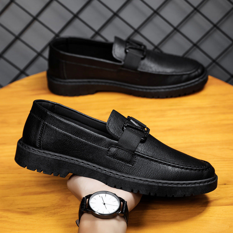 Zapatos de verano de estilo británico para hombre, zapatos casuales versátiles para hombre, zapatos formales de cuero negro para negocios, zapatos de trabajo de moda.