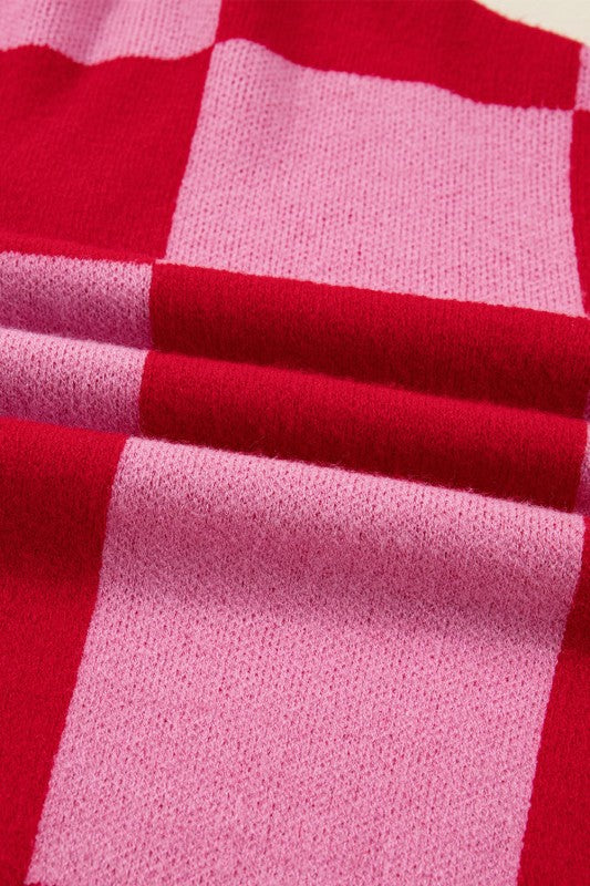 Plaid Button-Front Sweater Cardigan