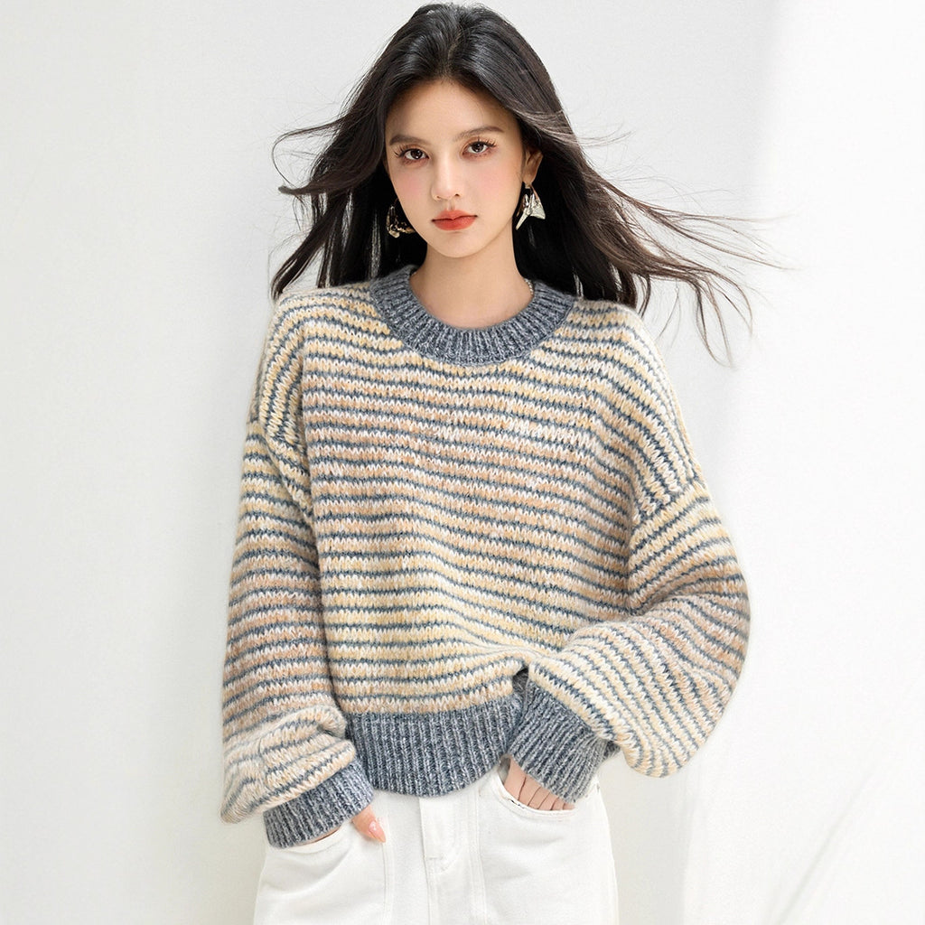 Lazy Knit Sweater Top for Women, Early Autumn and Winter, Short Length, High-End Inner Layer, Casual Style