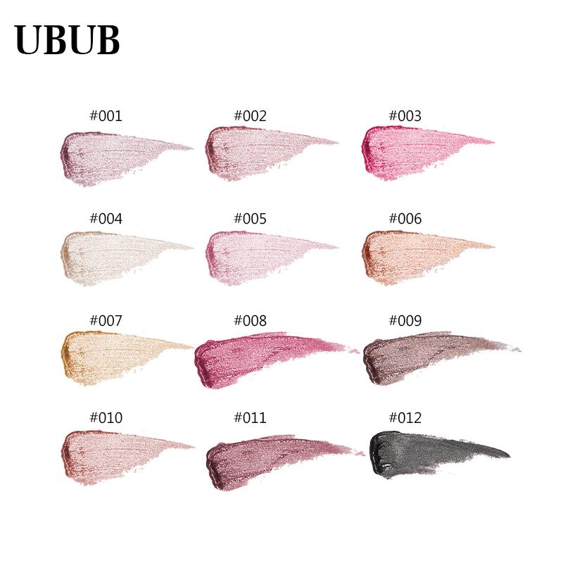 UBUB 12 Couleurs Gloss Métallique Pailleté Rouge à Lèvres Mat Waterproof Rouge à Lèvres Liquide Hydratant Maquillage Cosmétique