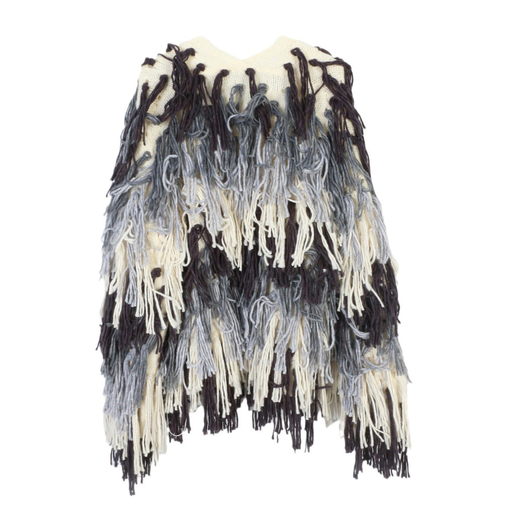 European and American retro loose and lazy style Su gradient knitted cardigan jacket sweater thick cape medium long sweater