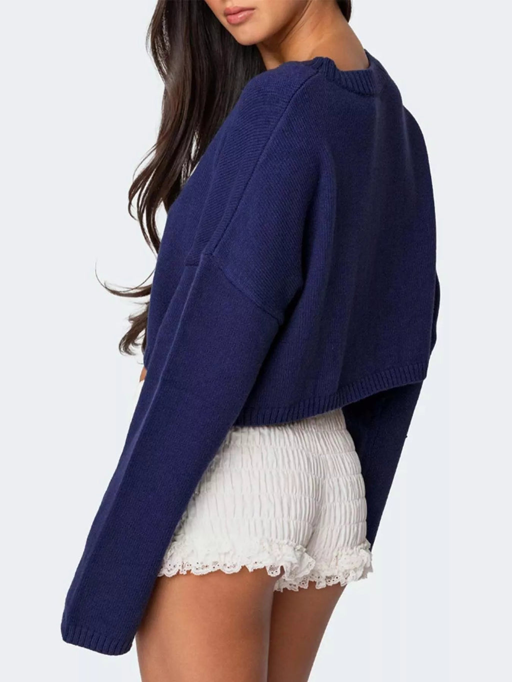 Bow Round Neck Cropped Sweater