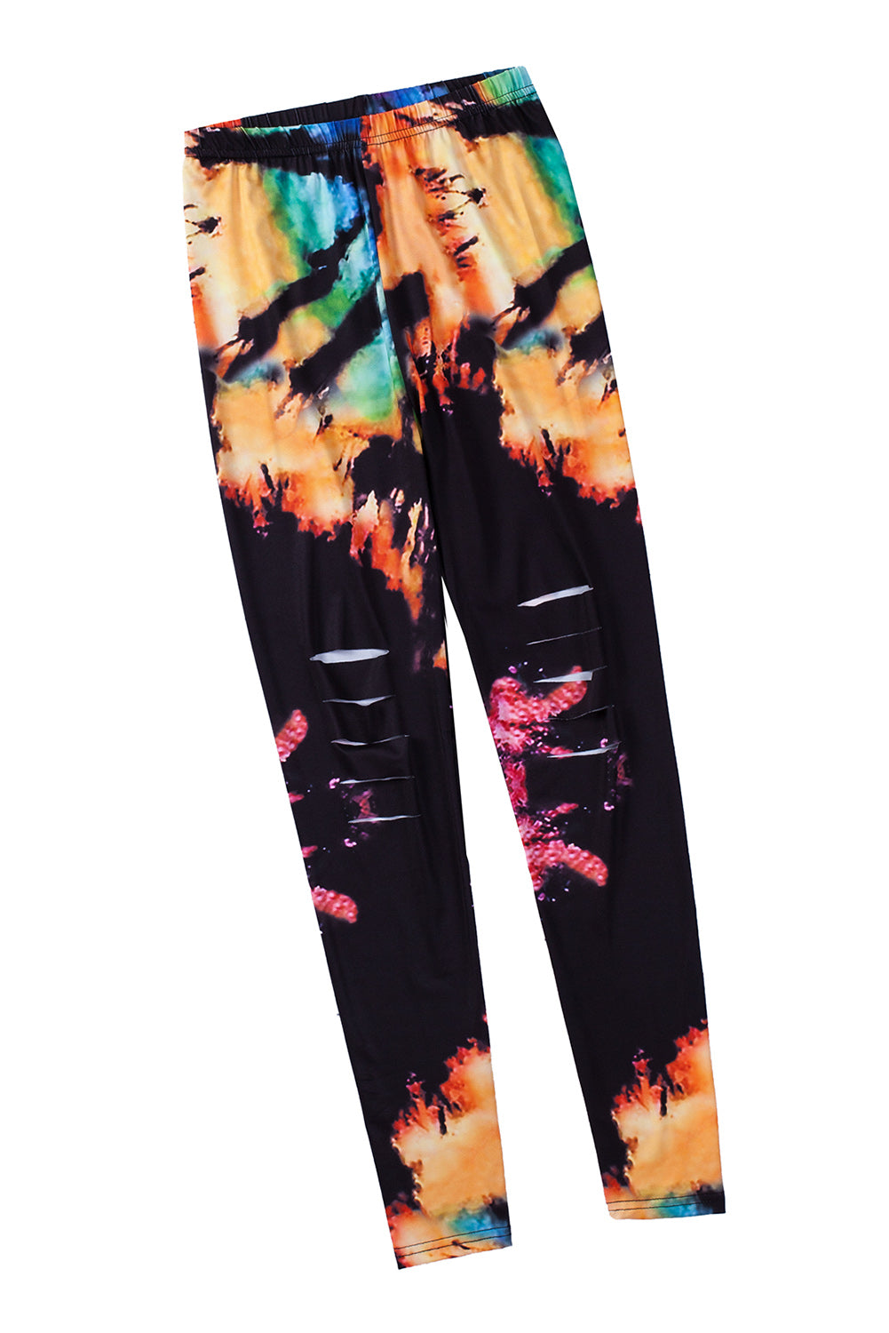 Leggings de sport multicolores tie-dye ajourés