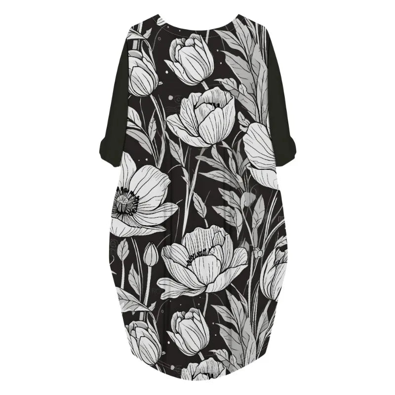 Vestido de verano holgado de manga larga con estampado para mujer, talla grande, estilo transfronterizo, nueva moda de verano 