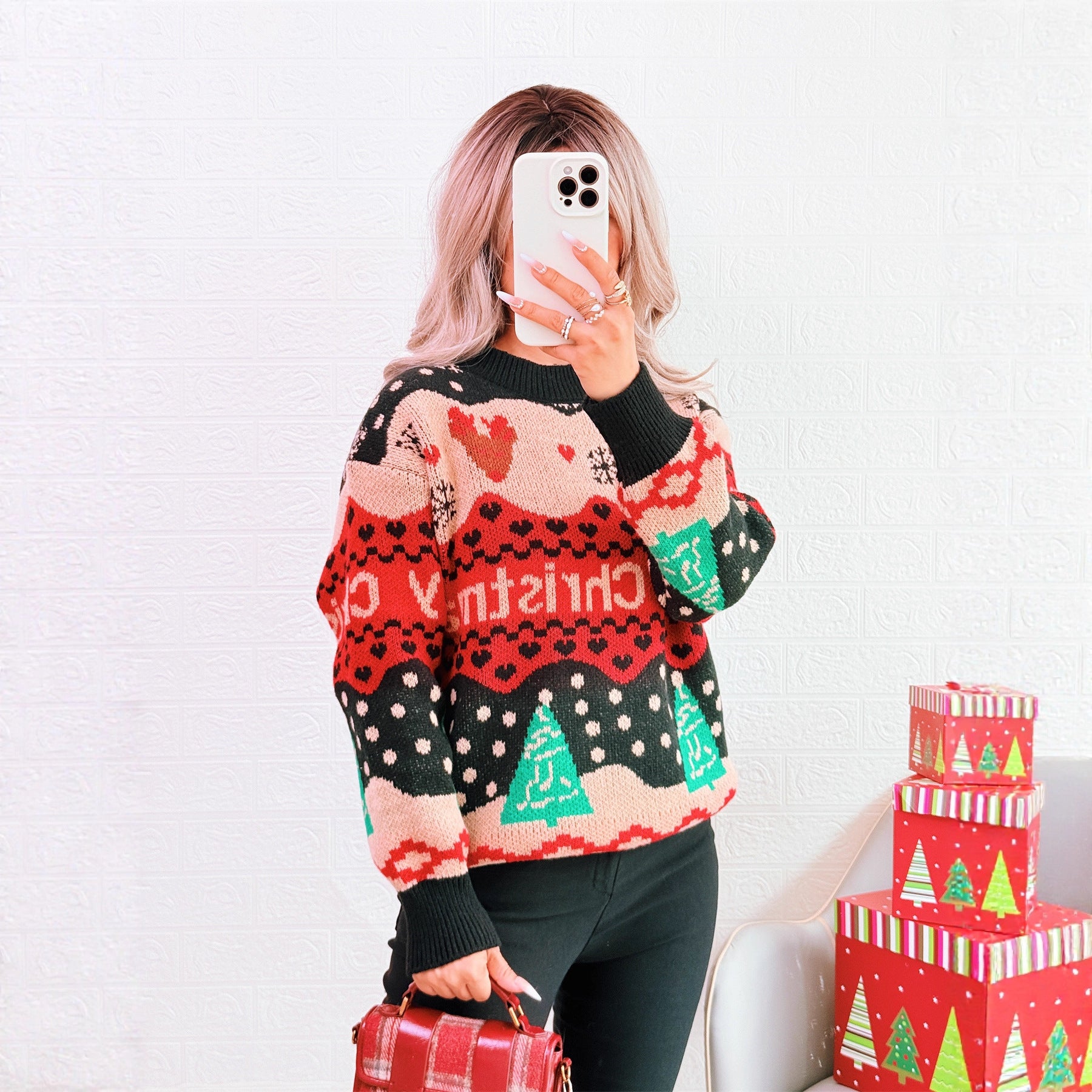 Christmas Knitwear Casual Loose Round Neck Sweater