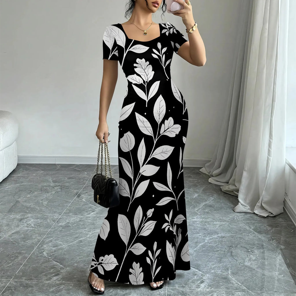 Women's Long Bodycon Dress - Summer Casual Short Sleeve Midi Club Party Fitted Tight Dresses