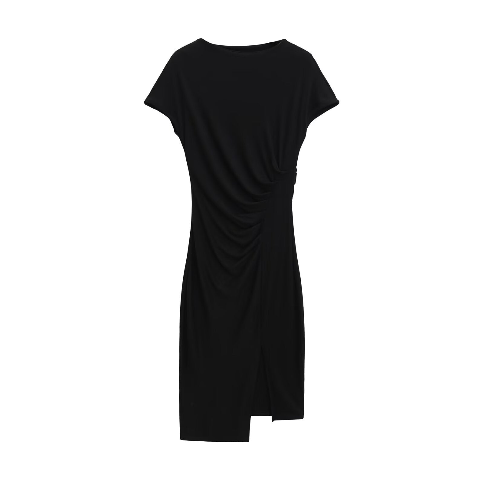 Irregular diagonal splicing pleated side slit women's long skirt