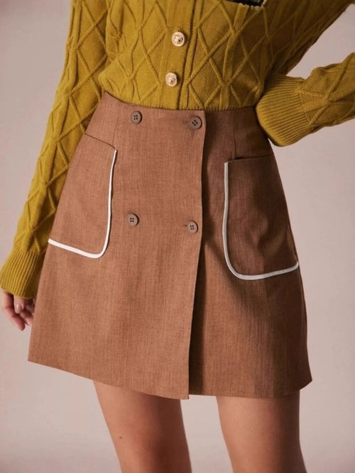 Button-Front Mini Skirt