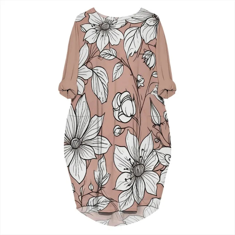 Vestido de verano holgado de manga larga con estampado para mujer, talla grande, estilo transfronterizo, nueva moda de verano 