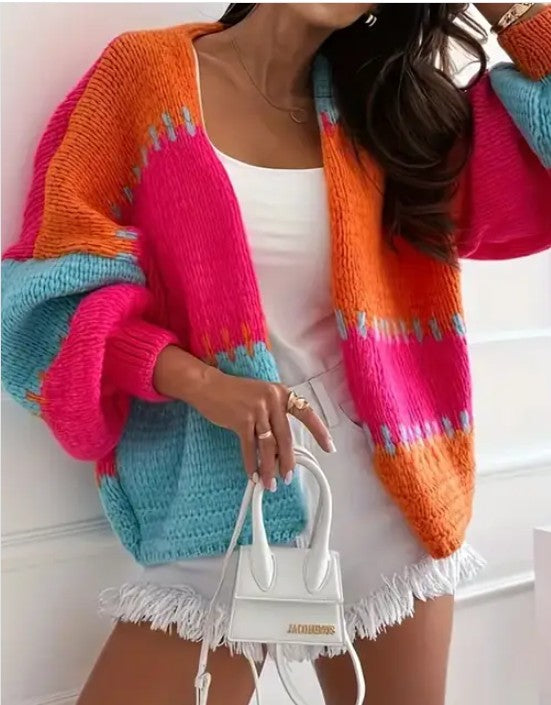 Women's Color-Block  Knit Cardigan