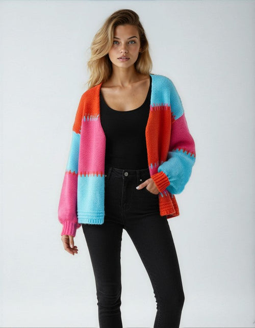 Women's Color-Block  Knit Cardigan