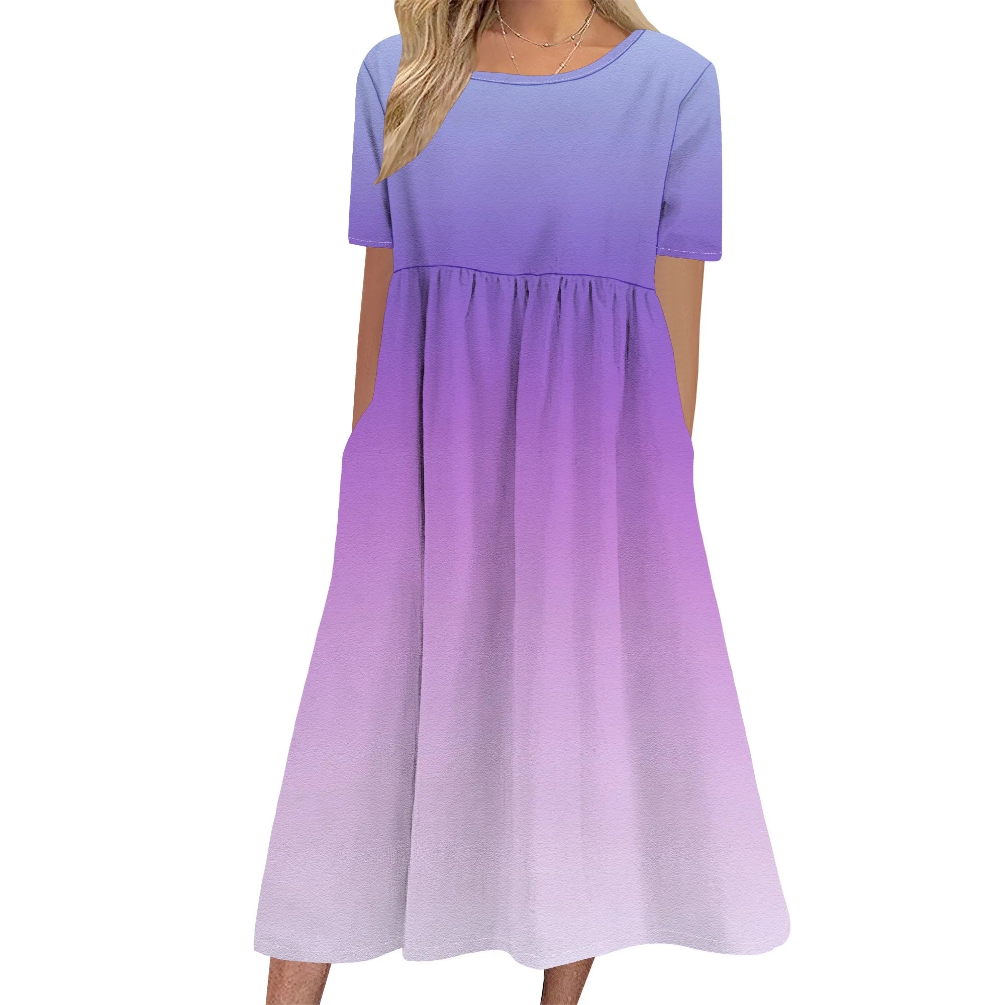 Robe longue en lin à manches courtes pour femme, coupe ample et décontractée, grande taille, avec poches, idéale pour la plage. 