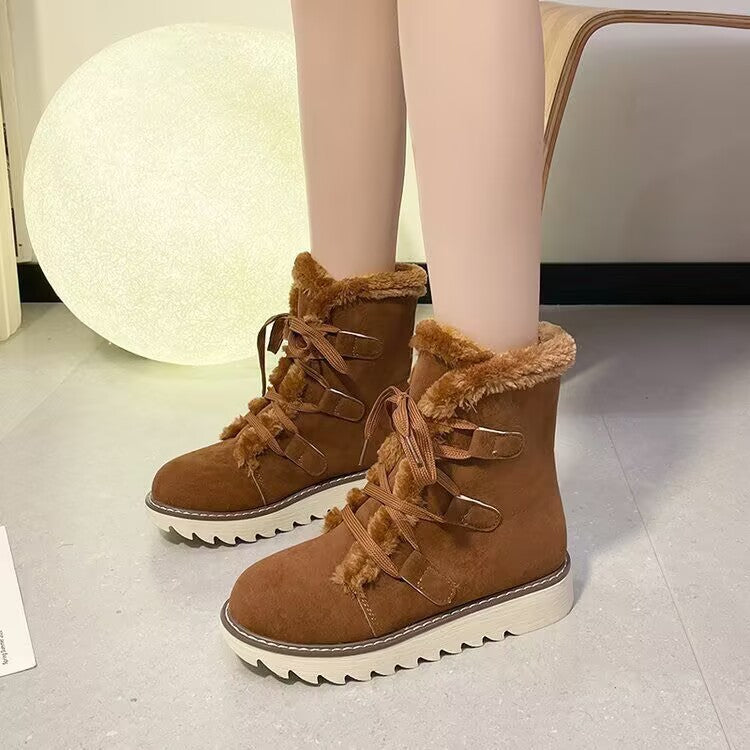 Snow Boots for Women Lace-up Warm Cotton Boots