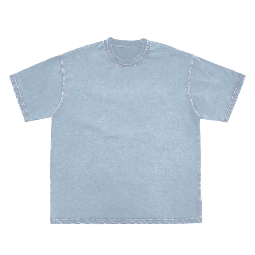 Snow Washed Raw-Edge Neckline T-Shirt
