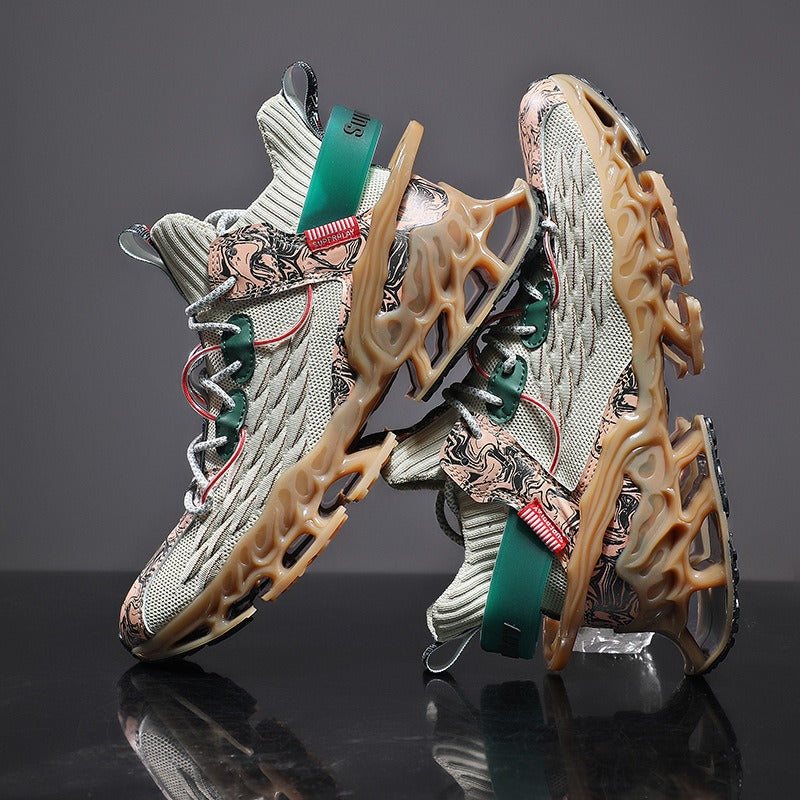 New Men's Shoes Summer Breathable Flyknit Sneakers Youth Blade Running Large Size Trendy Shoes