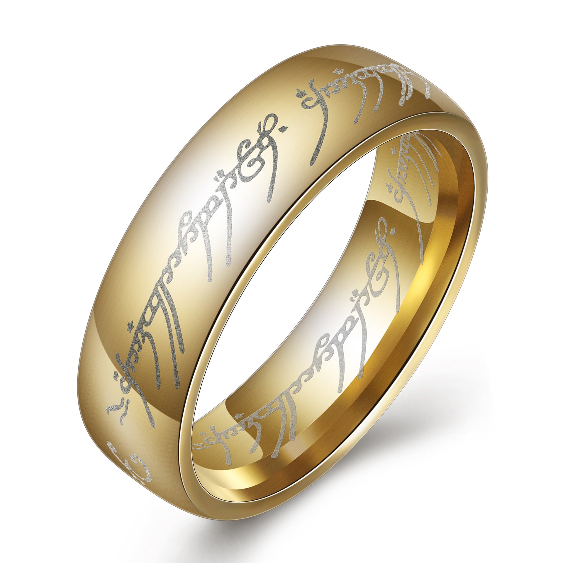 European and American movie peripheral laser Arabic font ring The Lord of the Rings stainless steel 6MM ring personality