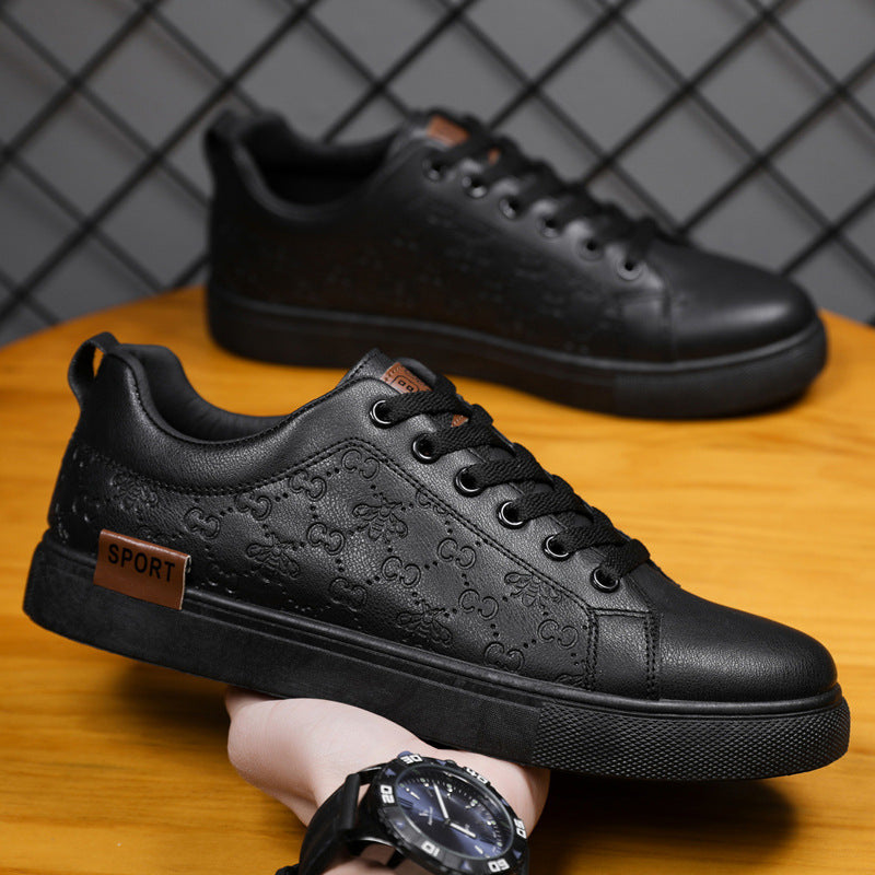 New round headed youth trendy black casual shoes for men