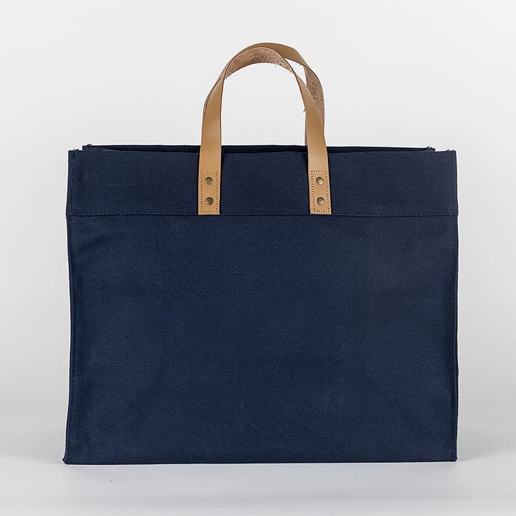 Box Tote Bag Canvas and Leather