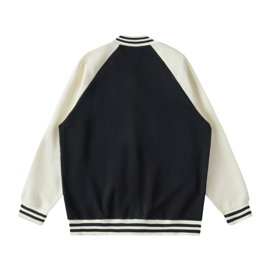 Two Tone Raglan Sleeve Varsity Jacket