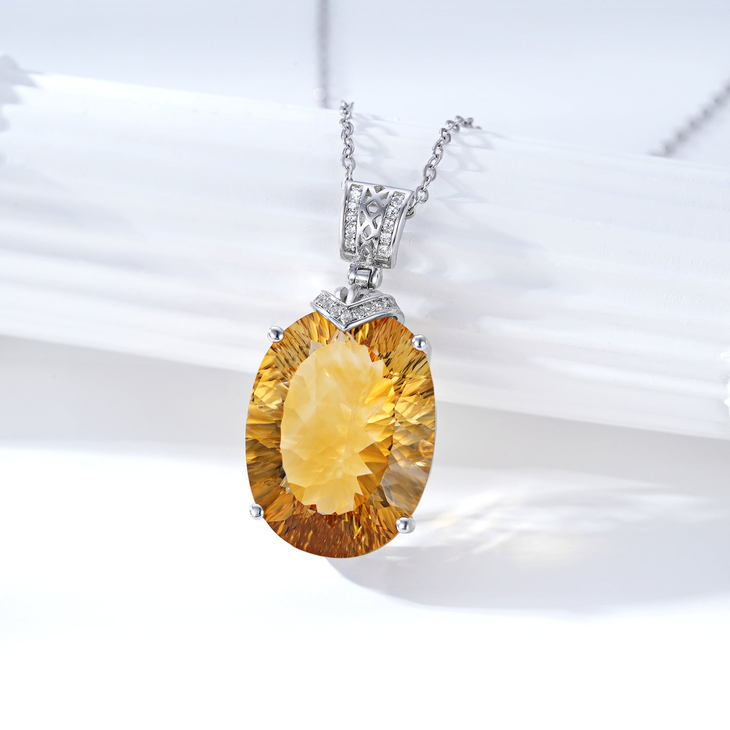 LuxeJewels™ – Solaris Gemdrop Citrine Pendant Necklace