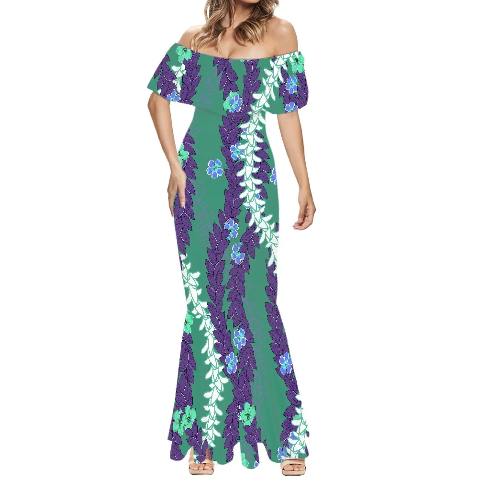 Elegant 2025 Premium Polynesian Puakenikeni Hawaiian Floral Print Made to Order Couture Fishtail Skirt Tonga Charming Style