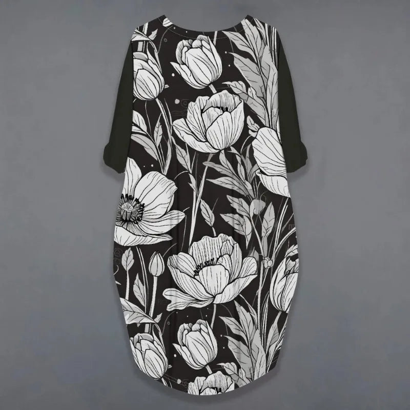 Vestido de verano holgado de manga larga con estampado para mujer, talla grande, estilo transfronterizo, nueva moda de verano 