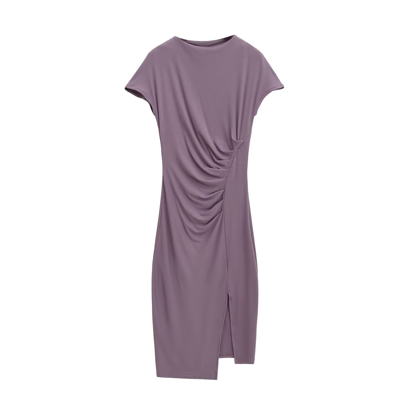 Irregular diagonal splicing pleated side slit women's long skirt