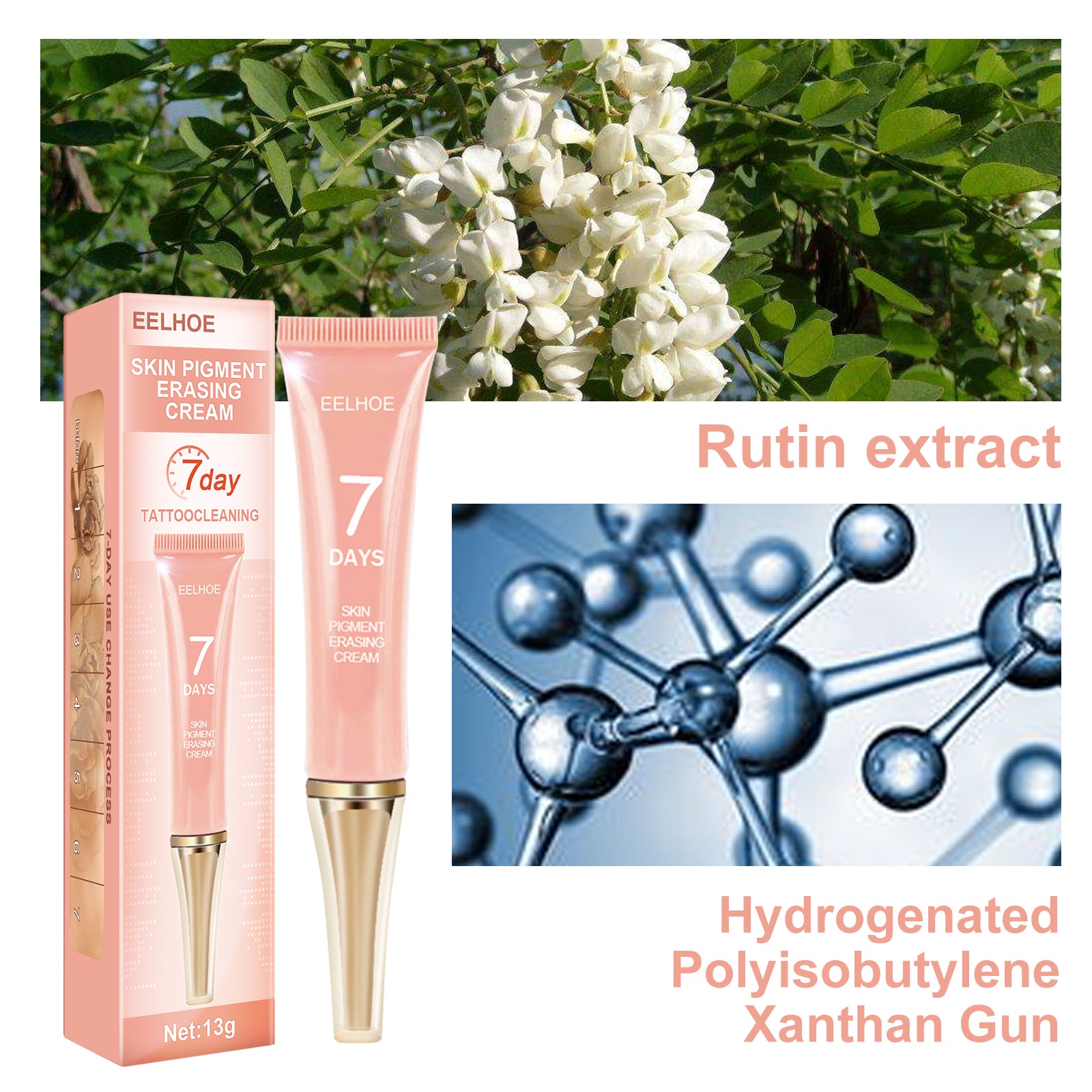 Démaquillant pour tatouages, Crème nettoyante éclaircissante pour eyeliner, à base d'essence végétale