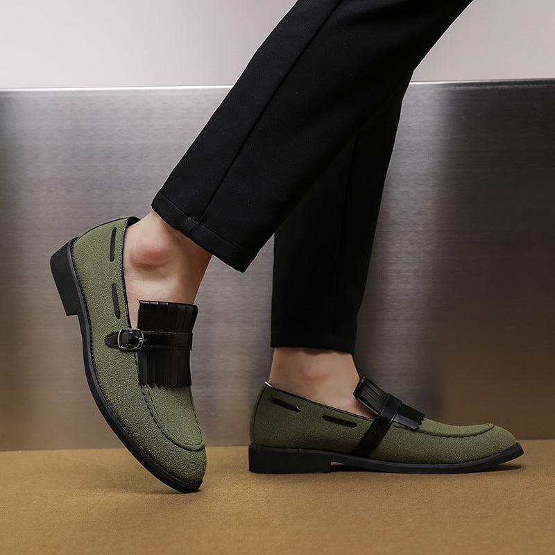 Zapatos formales de cuero para hombre, zapatos casuales de suela blanda, estilo británico, zapatos de un solo pie.