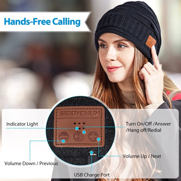 Gorro musical para hombre y mujer, gorro de punto con Bluetooth incorporado 