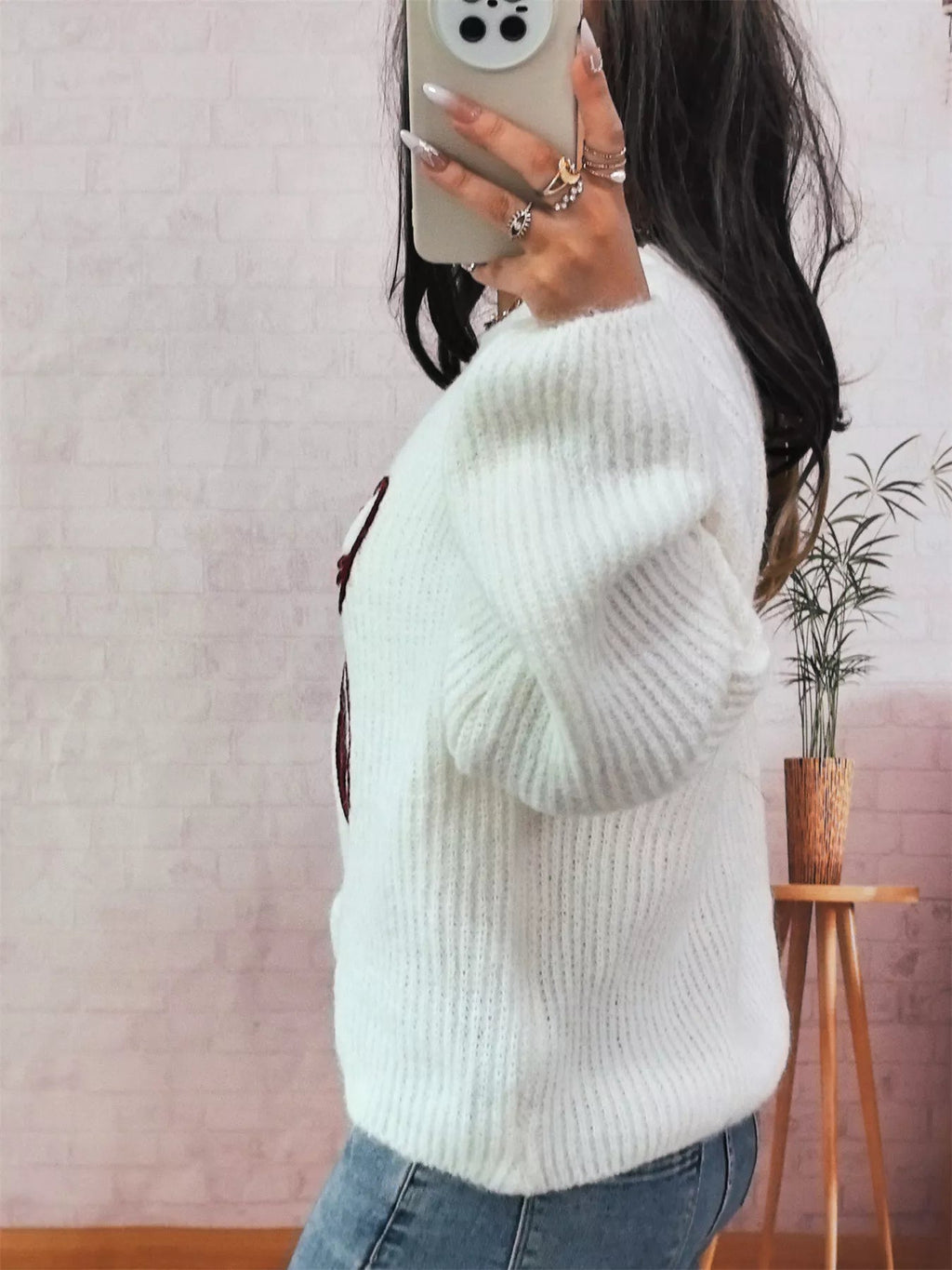 Bow Round Neck Long Sleeve Sweater