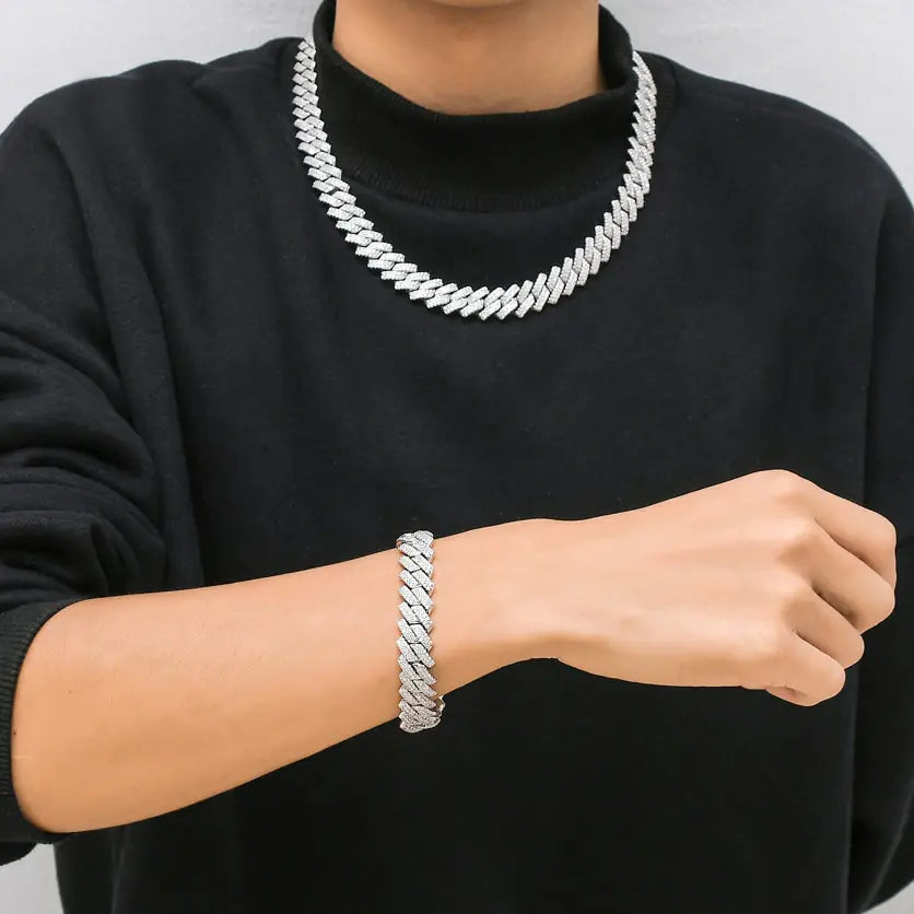 Men's Hip Hop Cuban Link Necklace with Zircon Stones