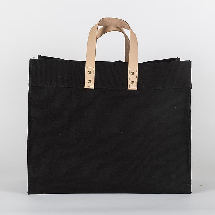 Box Tote Bag Canvas and Leather