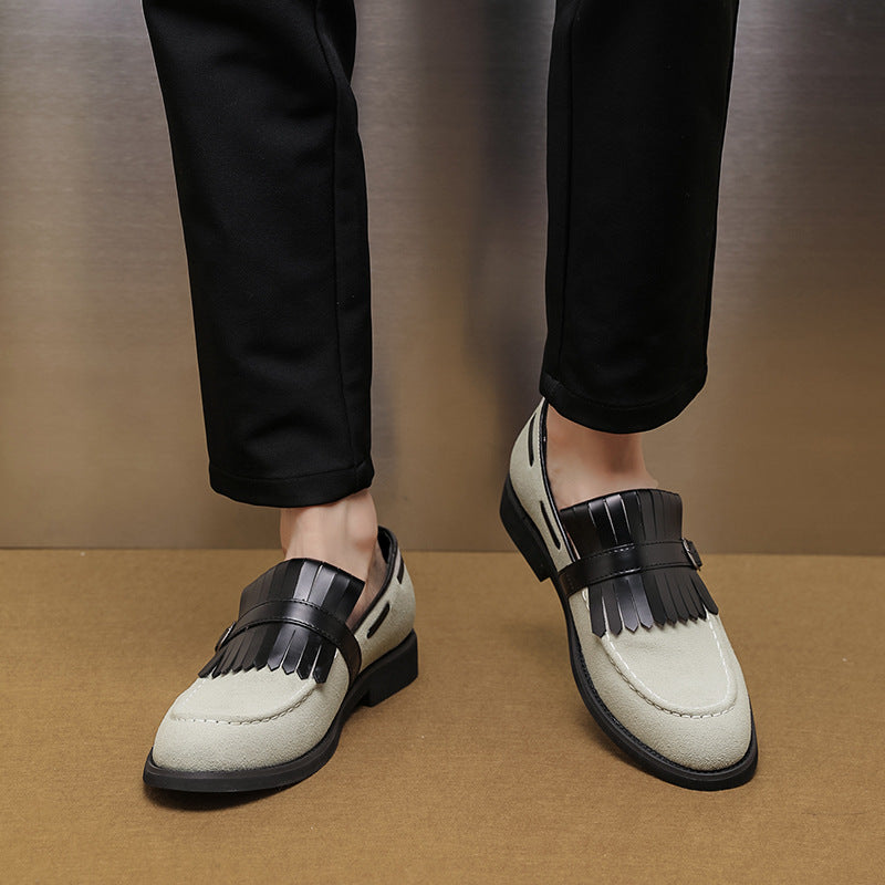 Zapatos formales de cuero para hombre, zapatos casuales de suela blanda, estilo británico, zapatos de un solo pie.