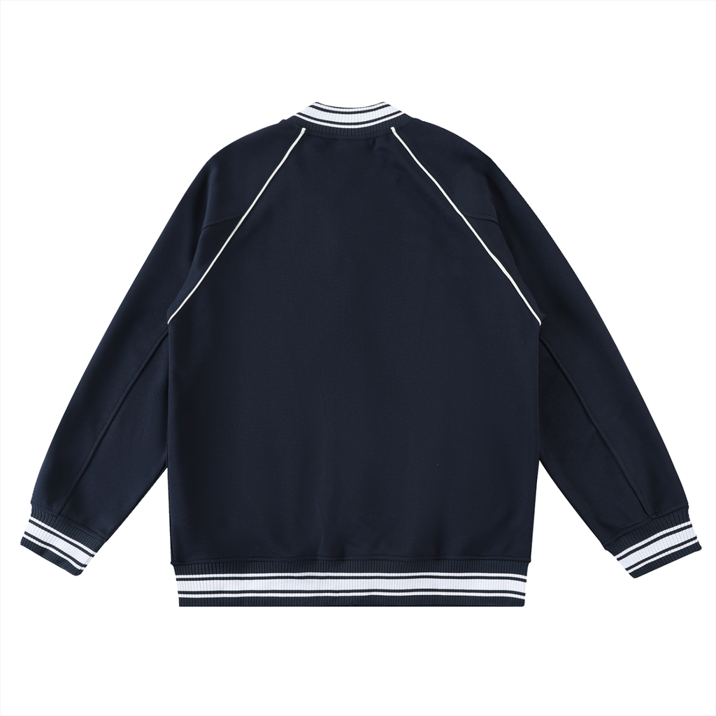 Contrast Trim Raglan Varsity Jacket