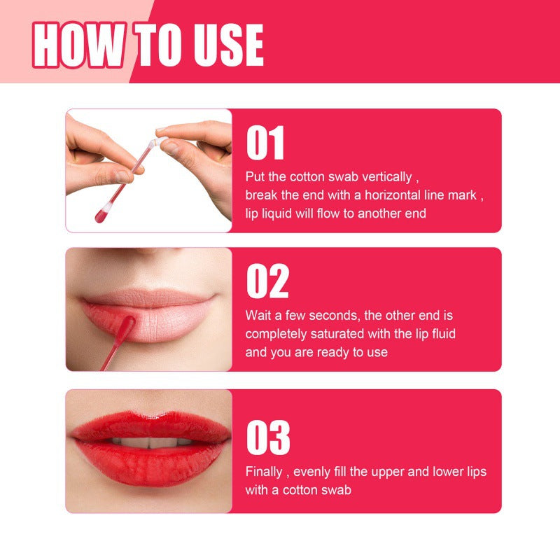 EELHOE Cotton Swab Lipstick, Portable Cigarette Case Lipstick Dye Lip Liquid Lip Gloss Lip Glaze Non-Stick Cup Moisture Lasting